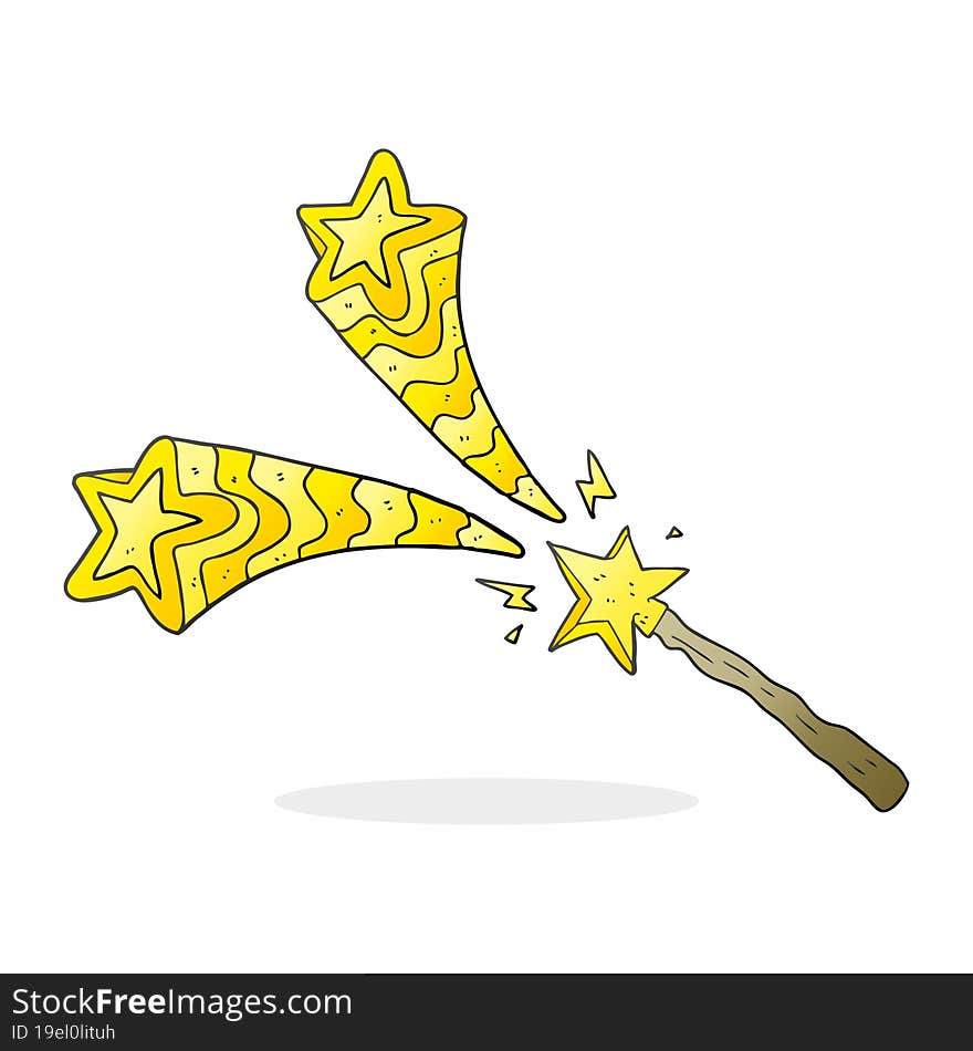 freehand drawn cartoon magic wand