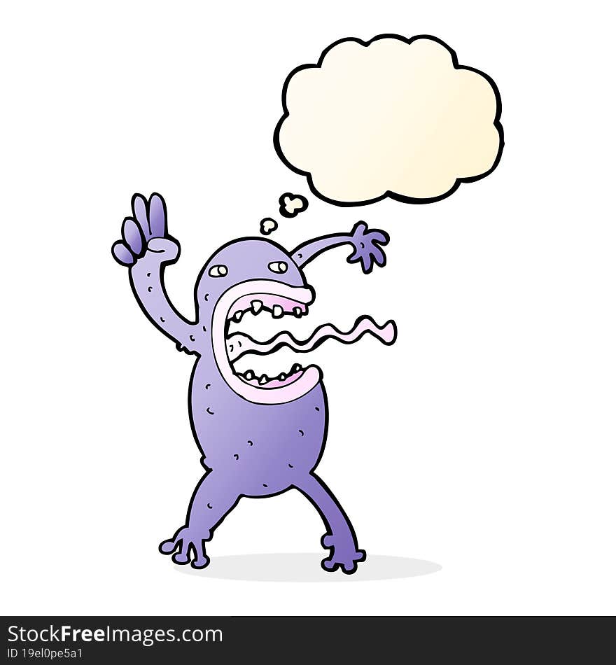 cartoon crazy frog with thought bubble