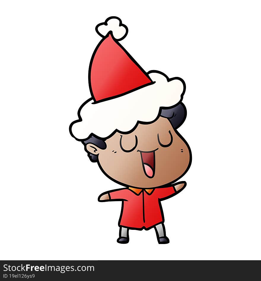 laughing hand drawn gradient cartoon of a man wearing santa hat. laughing hand drawn gradient cartoon of a man wearing santa hat