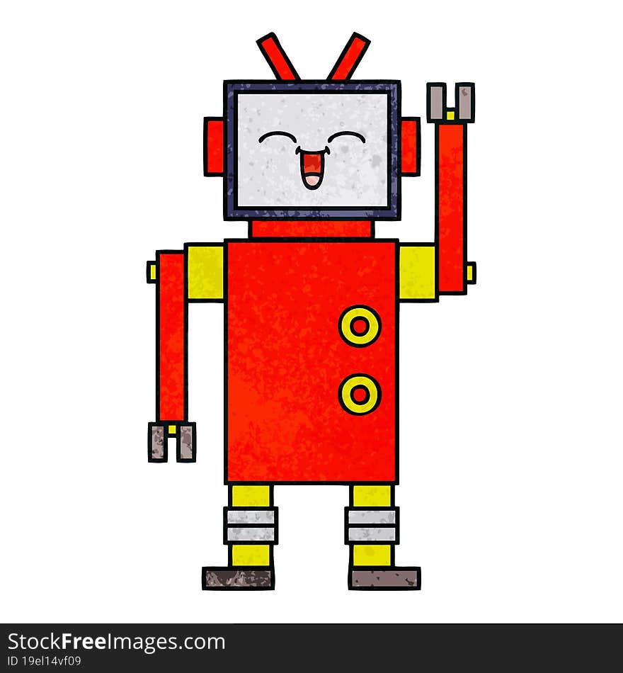 Retro Grunge Texture Cartoon Robot