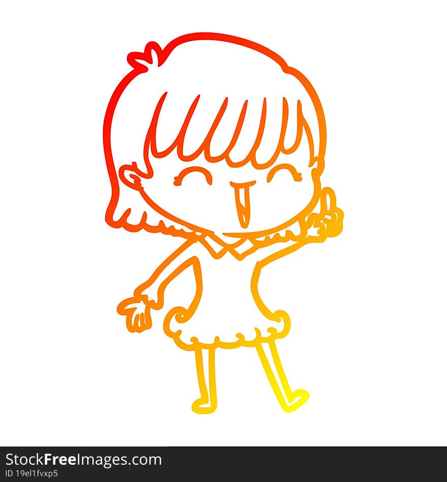 warm gradient line drawing of a cartoon woman