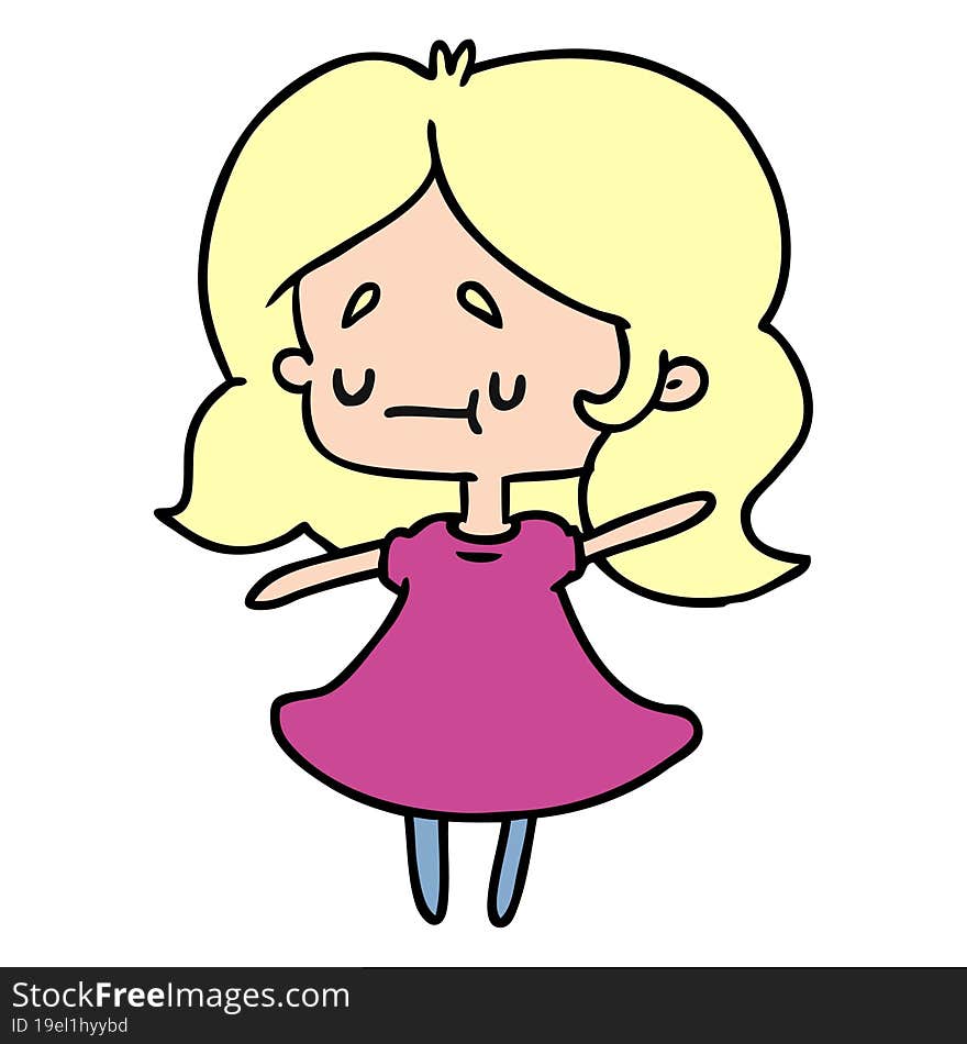 cartoon illustration of a cute kawaii girl. cartoon illustration of a cute kawaii girl