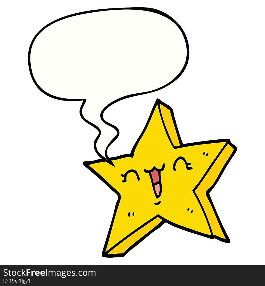 cute cartoon star and speech bubble