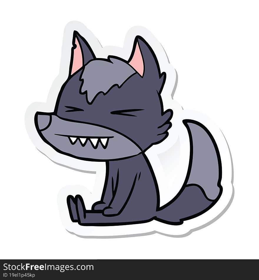 Sticker Of A Angry Wolf Cartoon