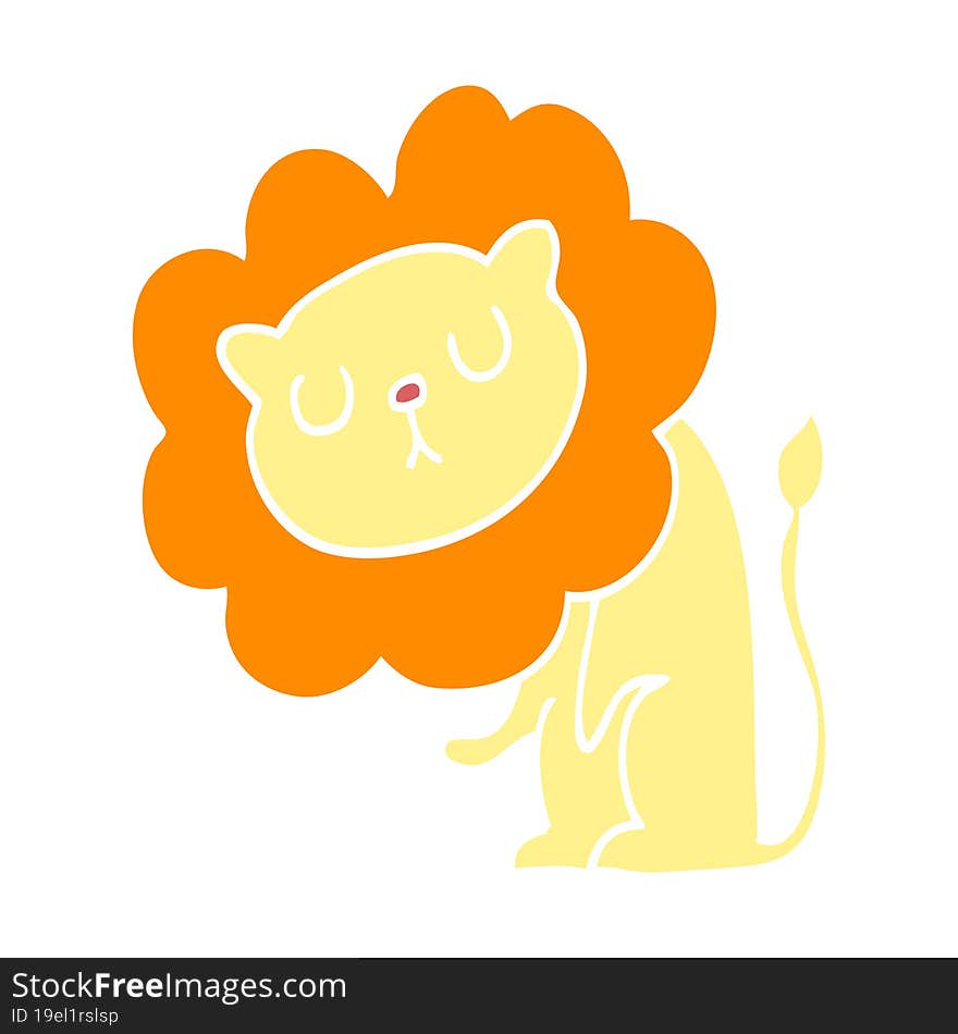 cute flat color style cartoon lion