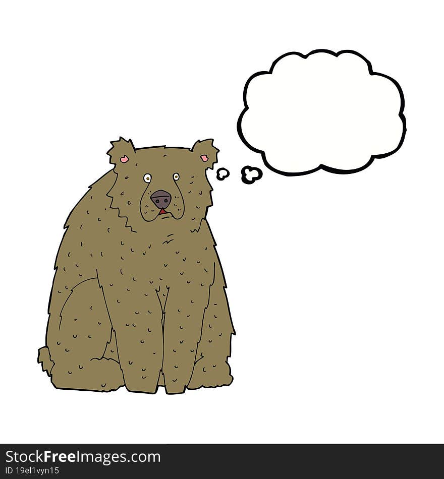 cartoon funny bear with thought bubble