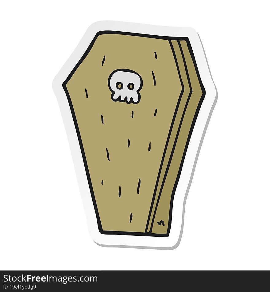 sticker of a cartoon halloween coffin