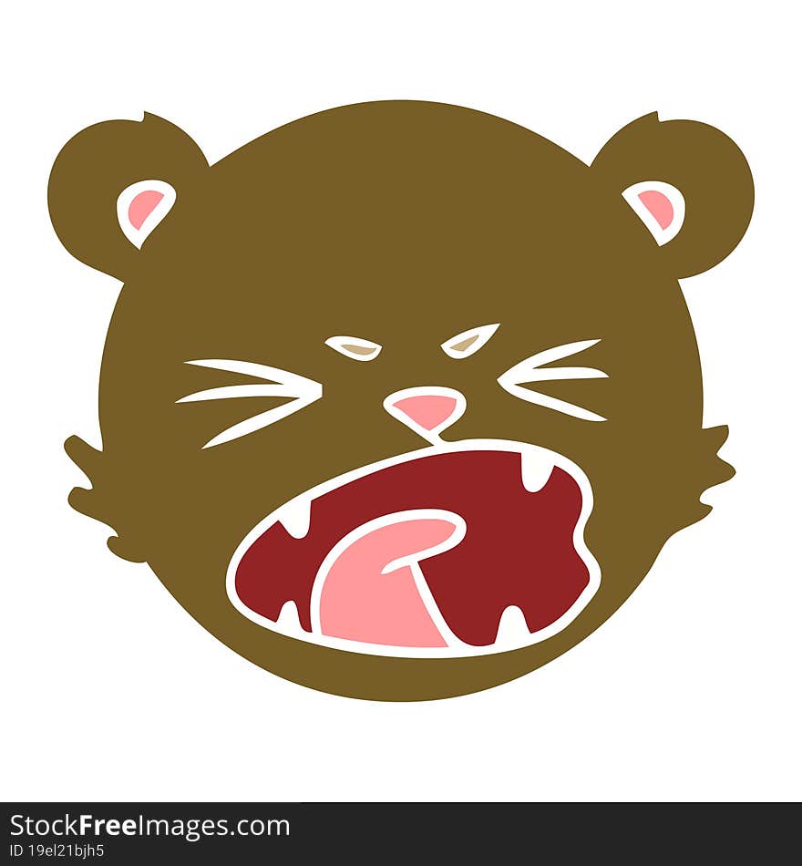 cute flat color style cartoon teddy bear face