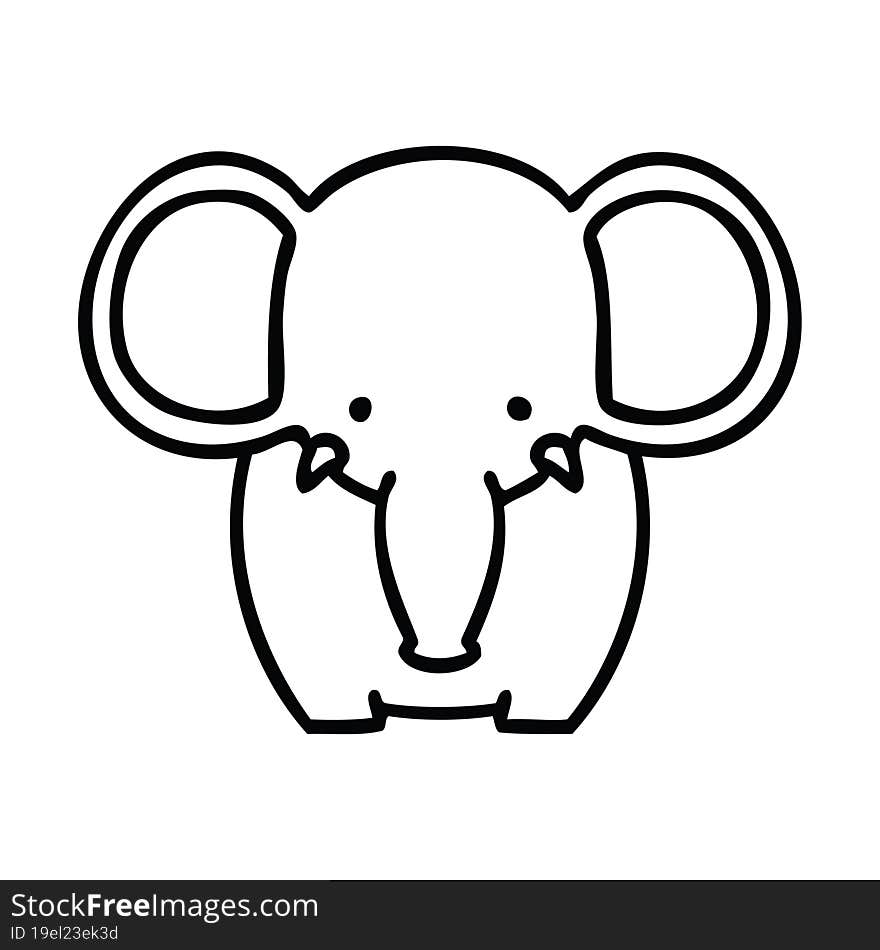 quirky line drawing cartoon elephant