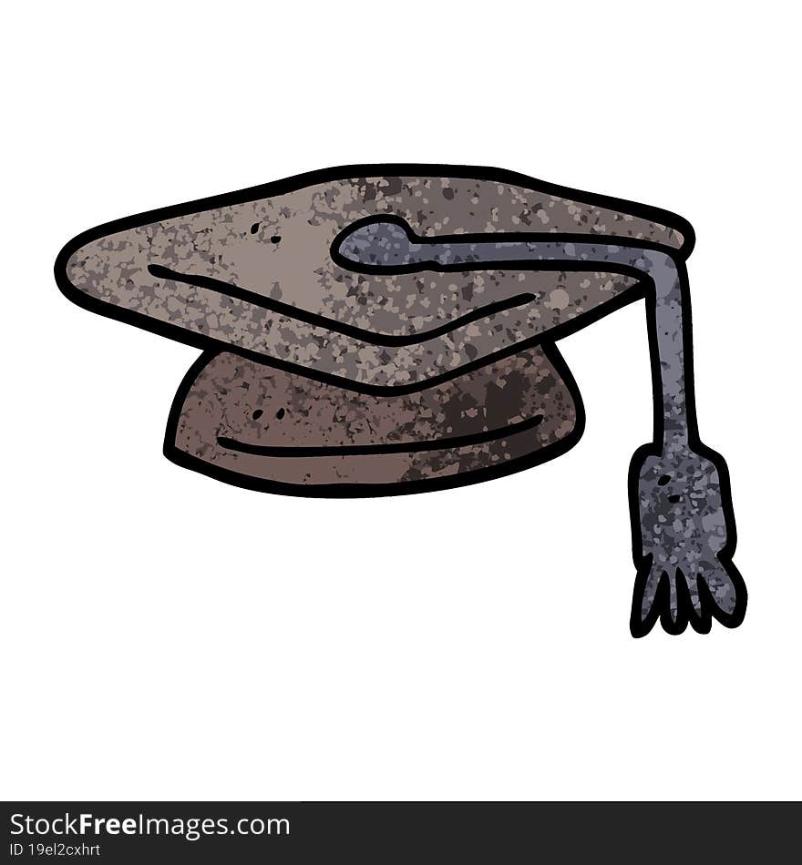 grunge textured illustration cartoon graduation hat