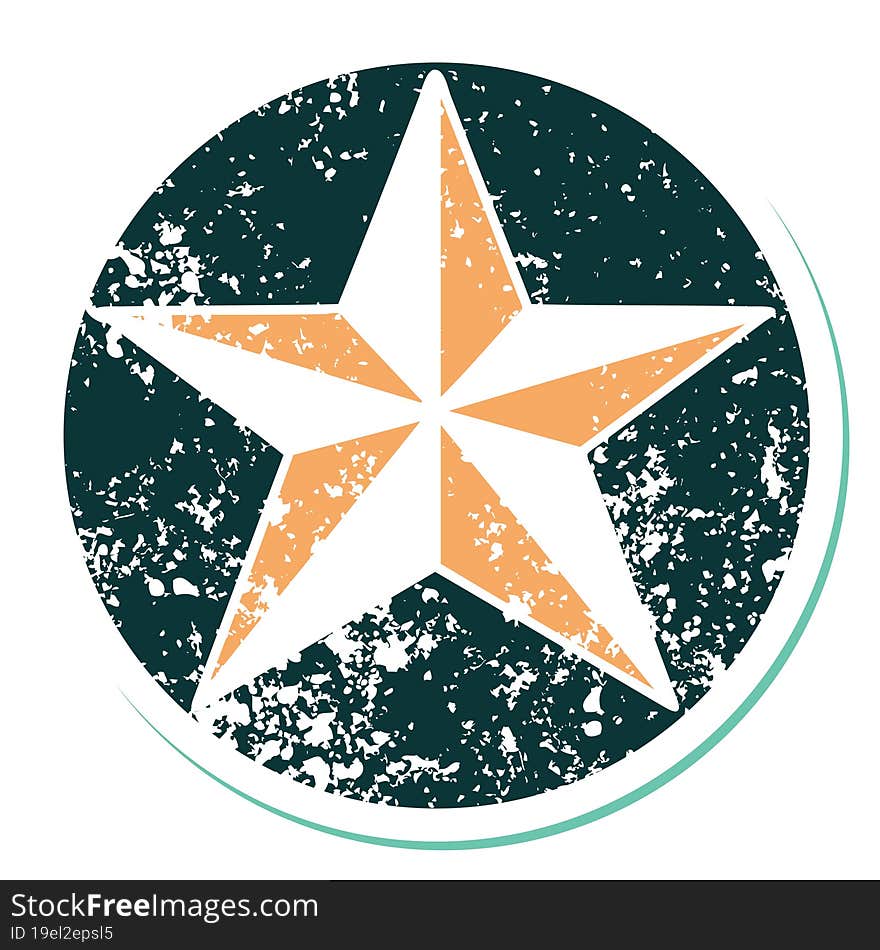 distressed sticker tattoo style icon of a star