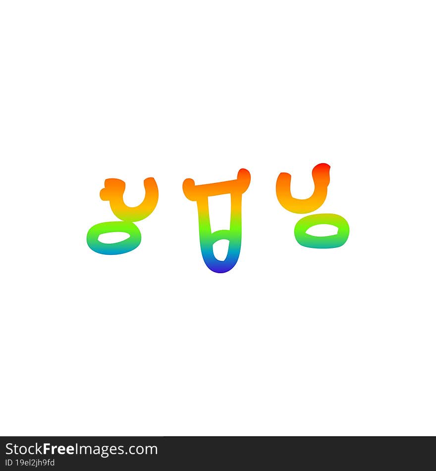 rainbow gradient line drawing happy cartoon face