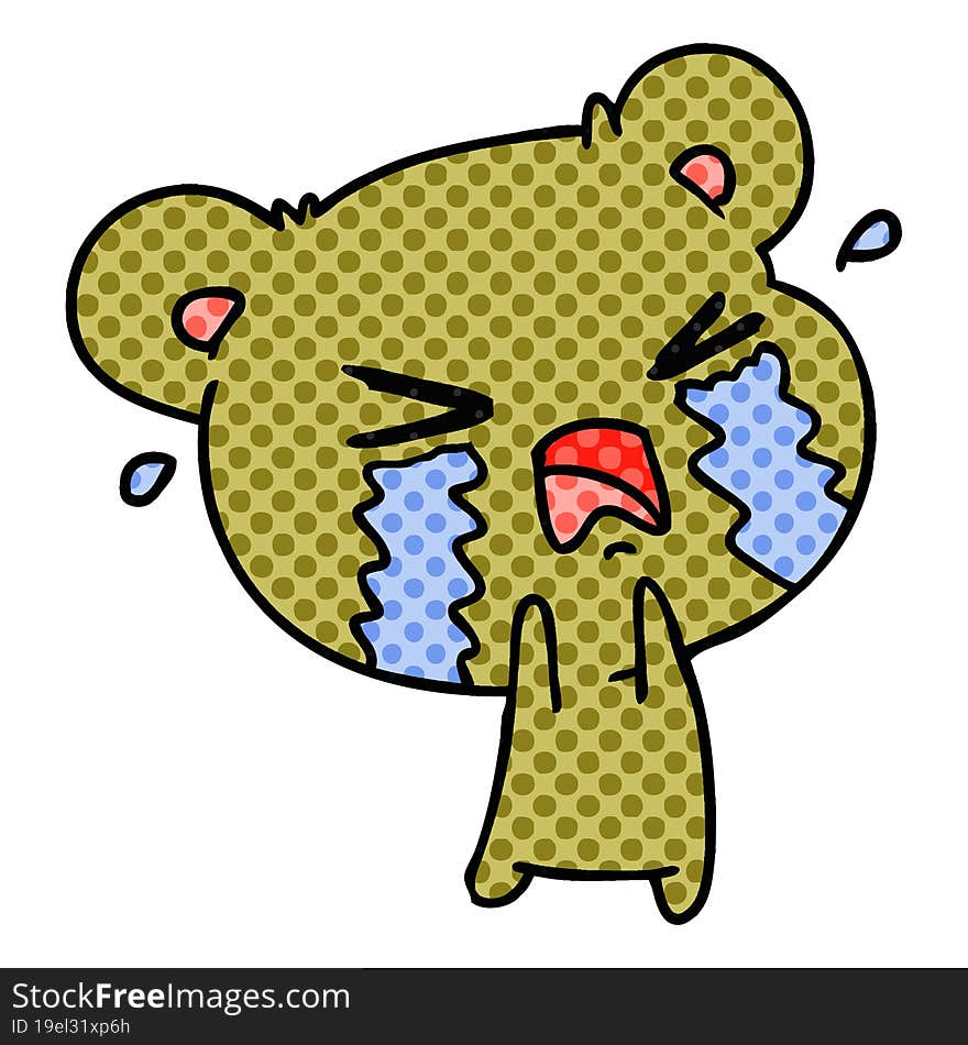 cartoon of a cute crying bear