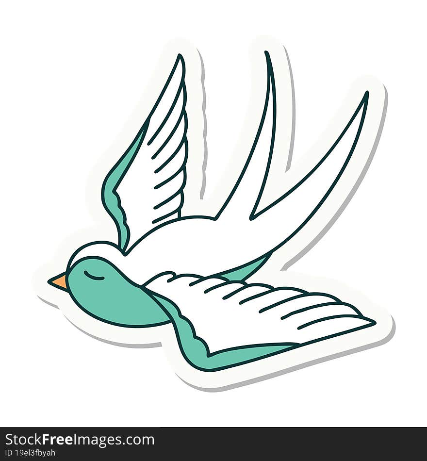 tattoo style sticker of a swallow