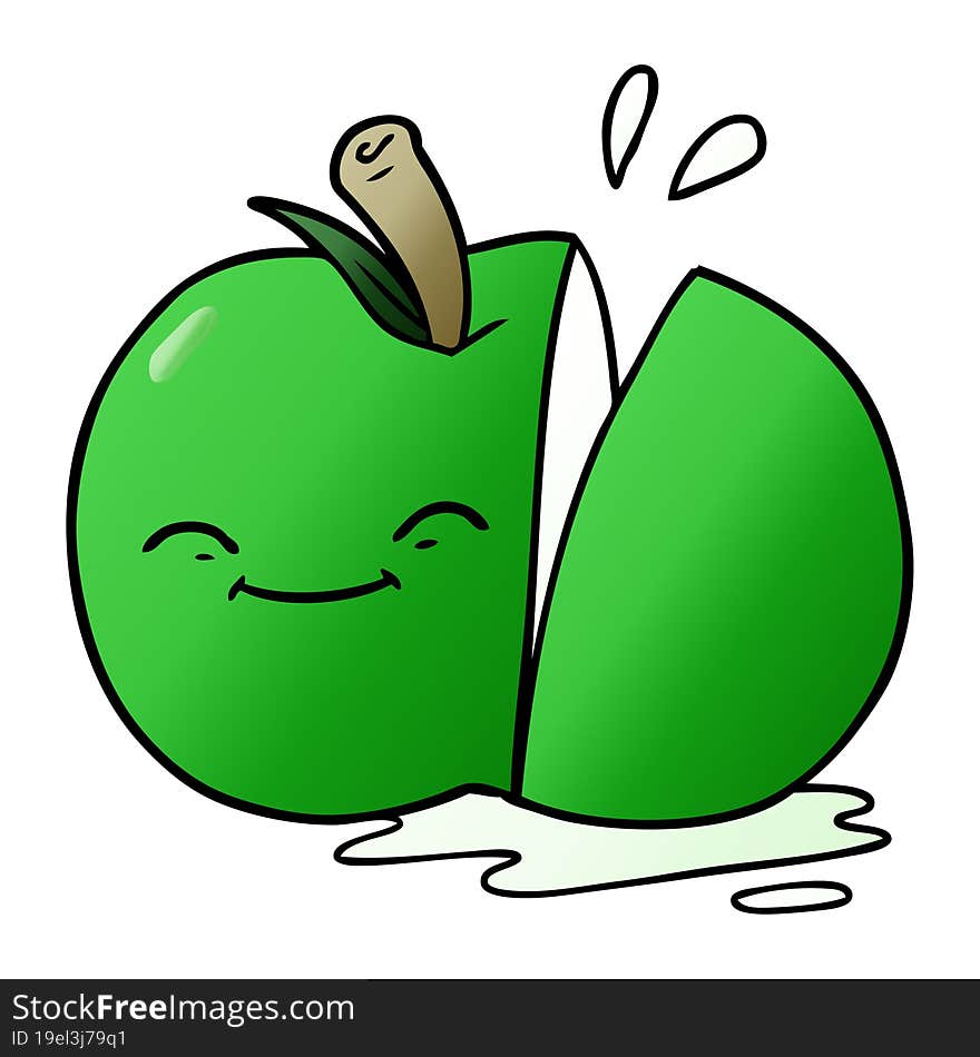 cartoon sliced apple. cartoon sliced apple