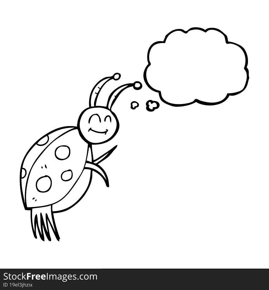 freehand drawn thought bubble cartoon ladybug