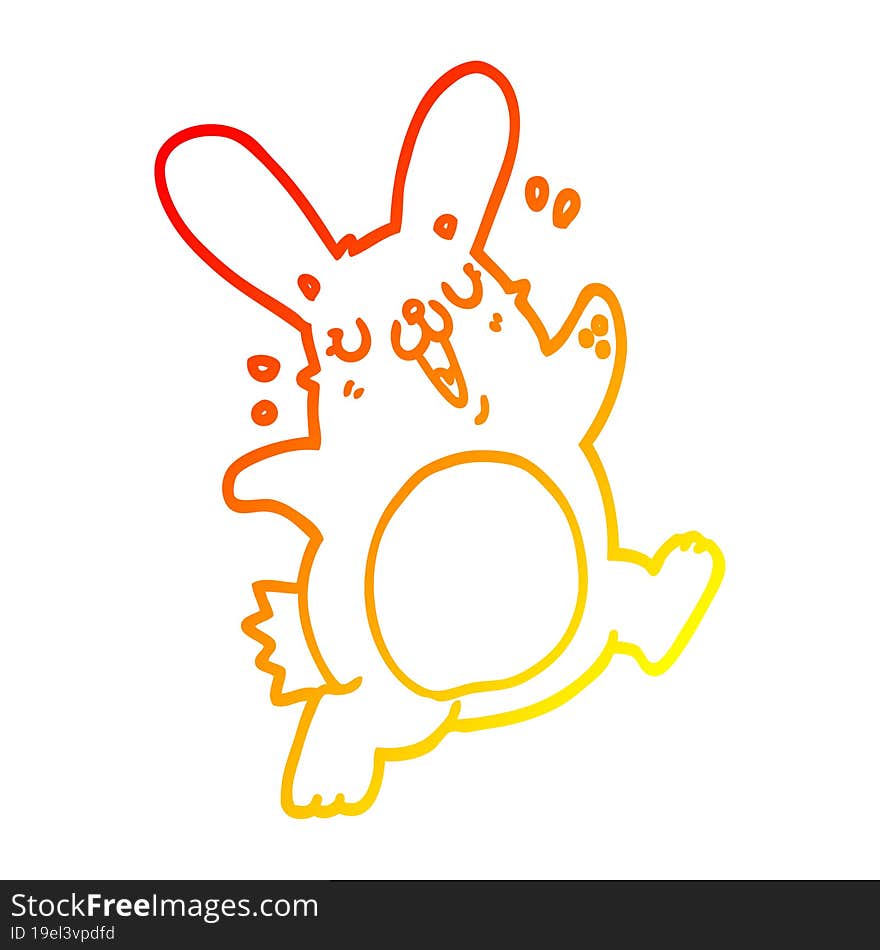 warm gradient line drawing of a cartoon rabbit