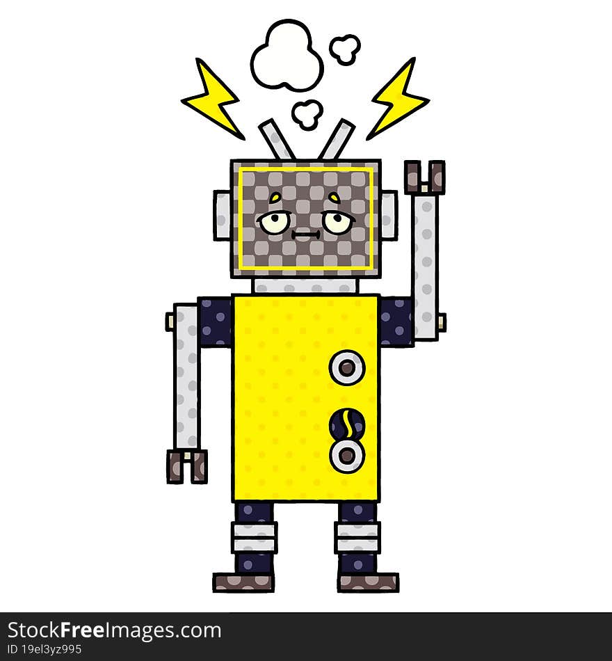 comic book style cartoon of a robot