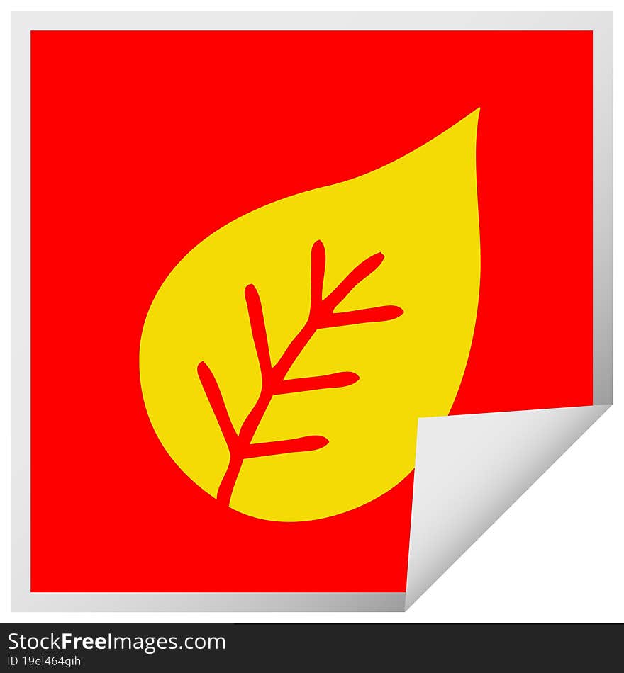 square peeling sticker cartoon autumn leaf