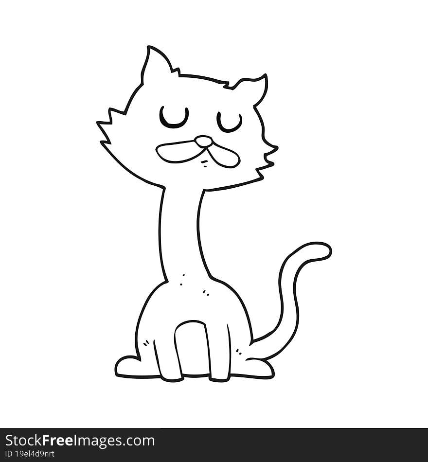 black and white cartoon cat