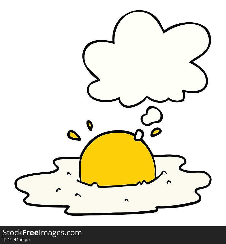 cartoon fried egg with thought bubble. cartoon fried egg with thought bubble