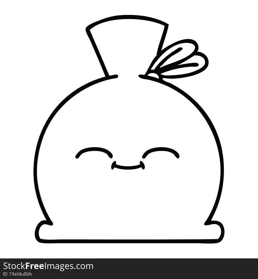 line drawing cartoon of a sack. line drawing cartoon of a sack