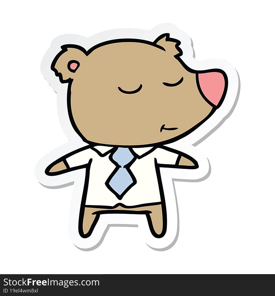 sticker of a happy cartoon bear wearing shirt