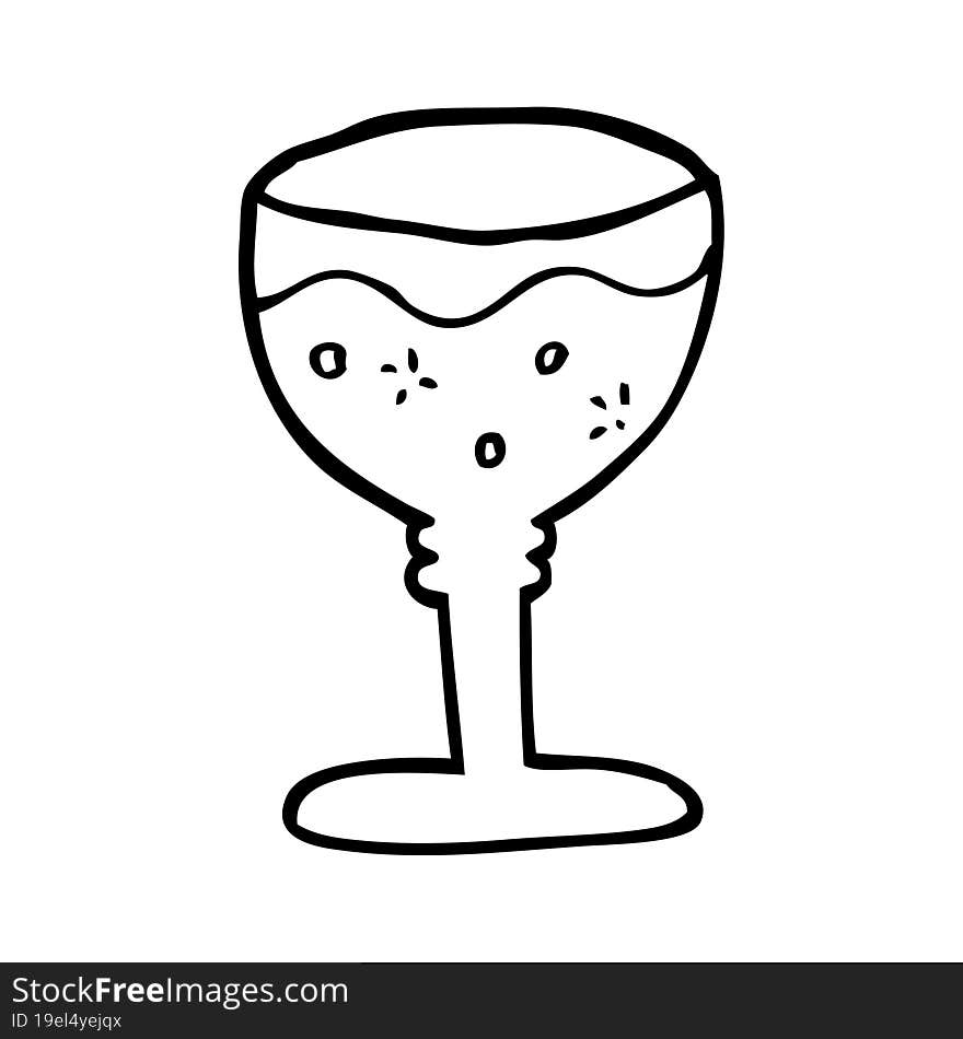 Line Drawing Cartoon Glass Of Red Wine