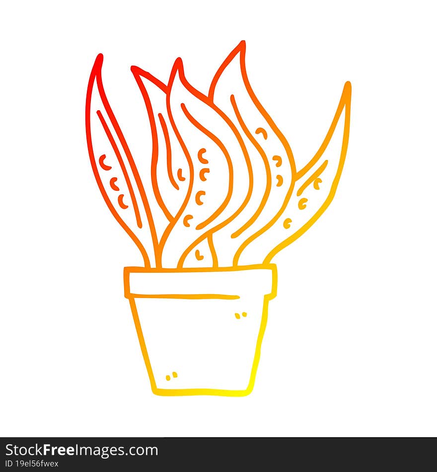 warm gradient line drawing cartoon house plant