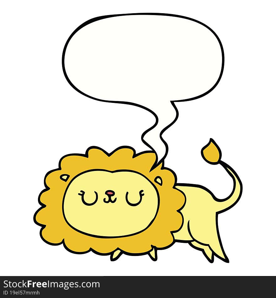 cartoon lion and speech bubble