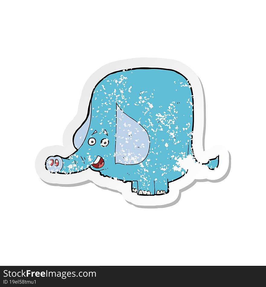 retro distressed sticker of a cartoon funny elephant