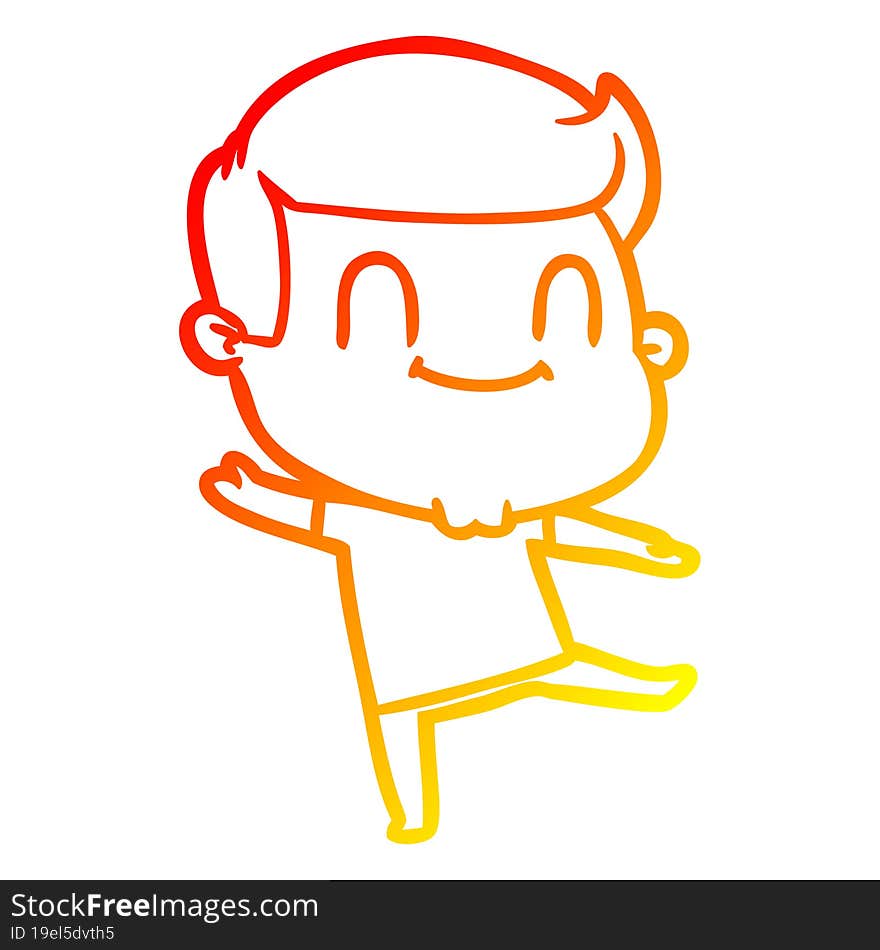 warm gradient line drawing of a cartoon happy man