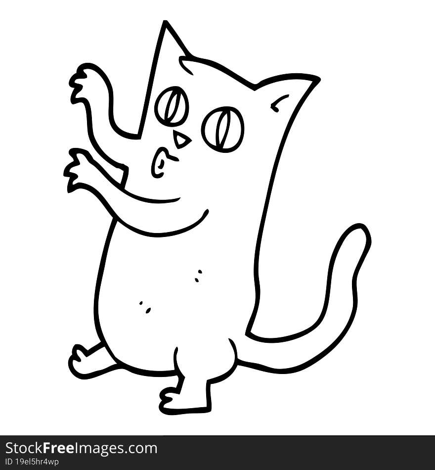 line drawing cartoon spooky black cat