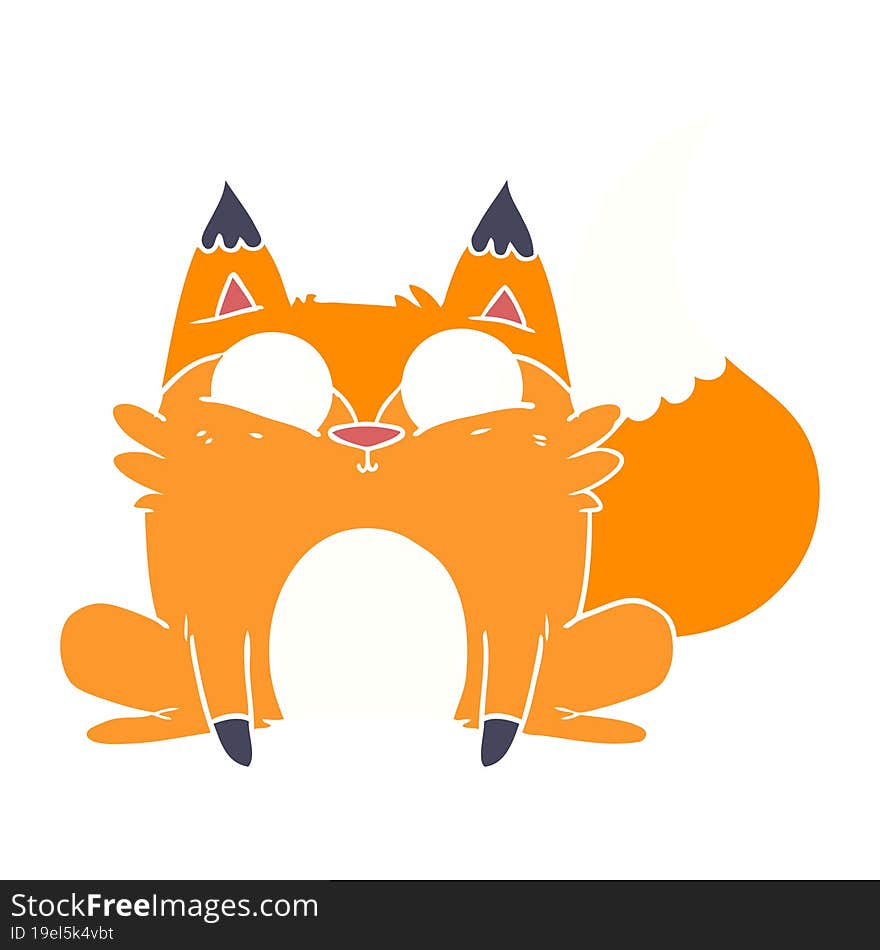 Flat Color Style Cartoon Startled Fox