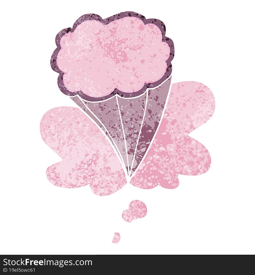 Cartoon Decorative Cloud And Thought Bubble In Retro Textured Style