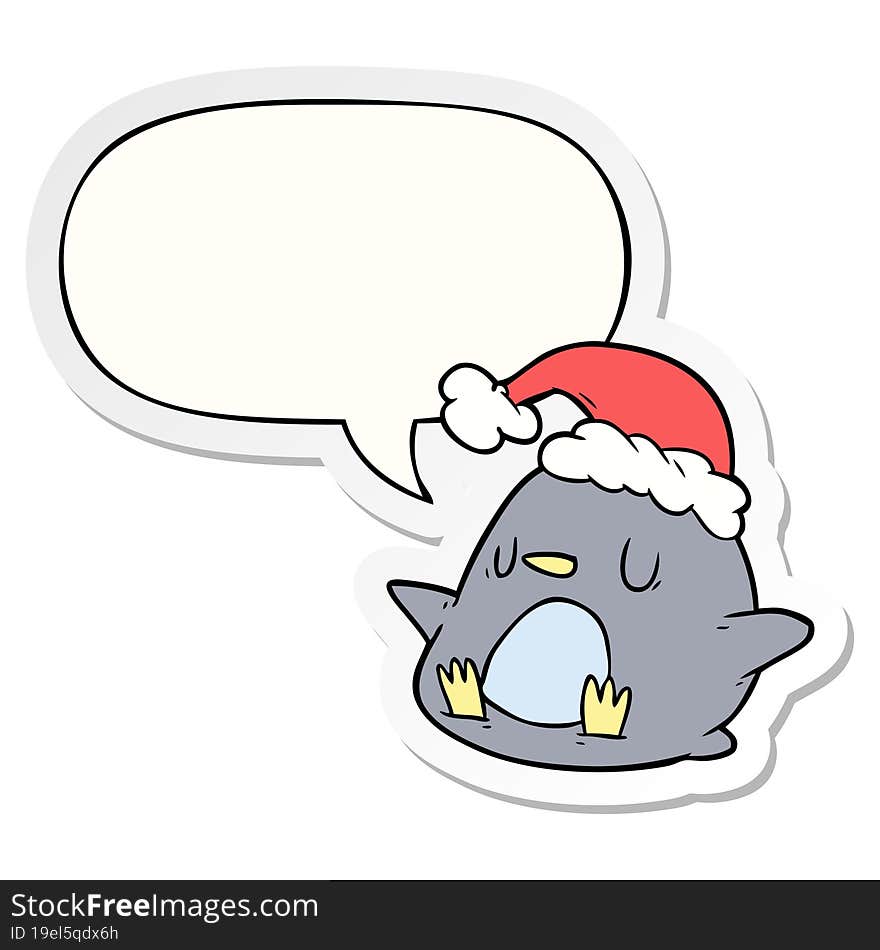 cute cartoon penguin and speech bubble sticker