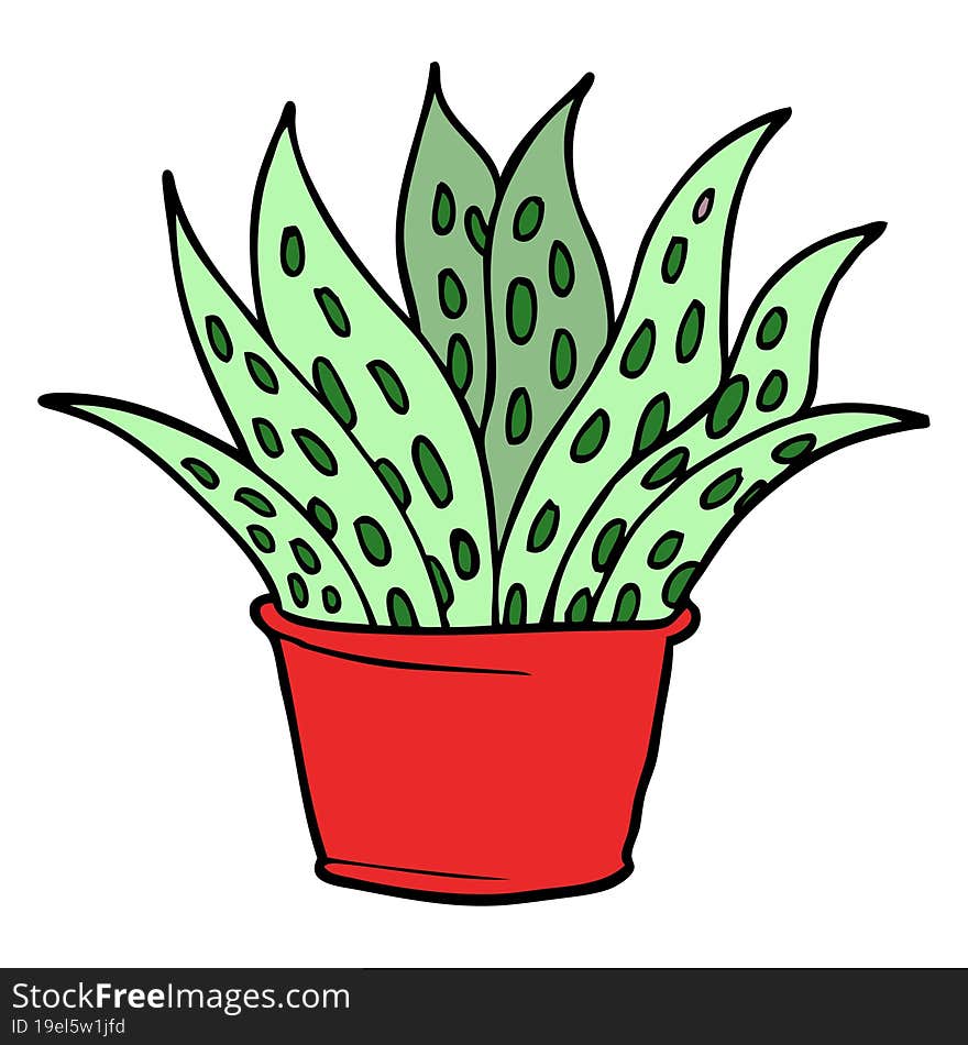 cartoon doodle house plant