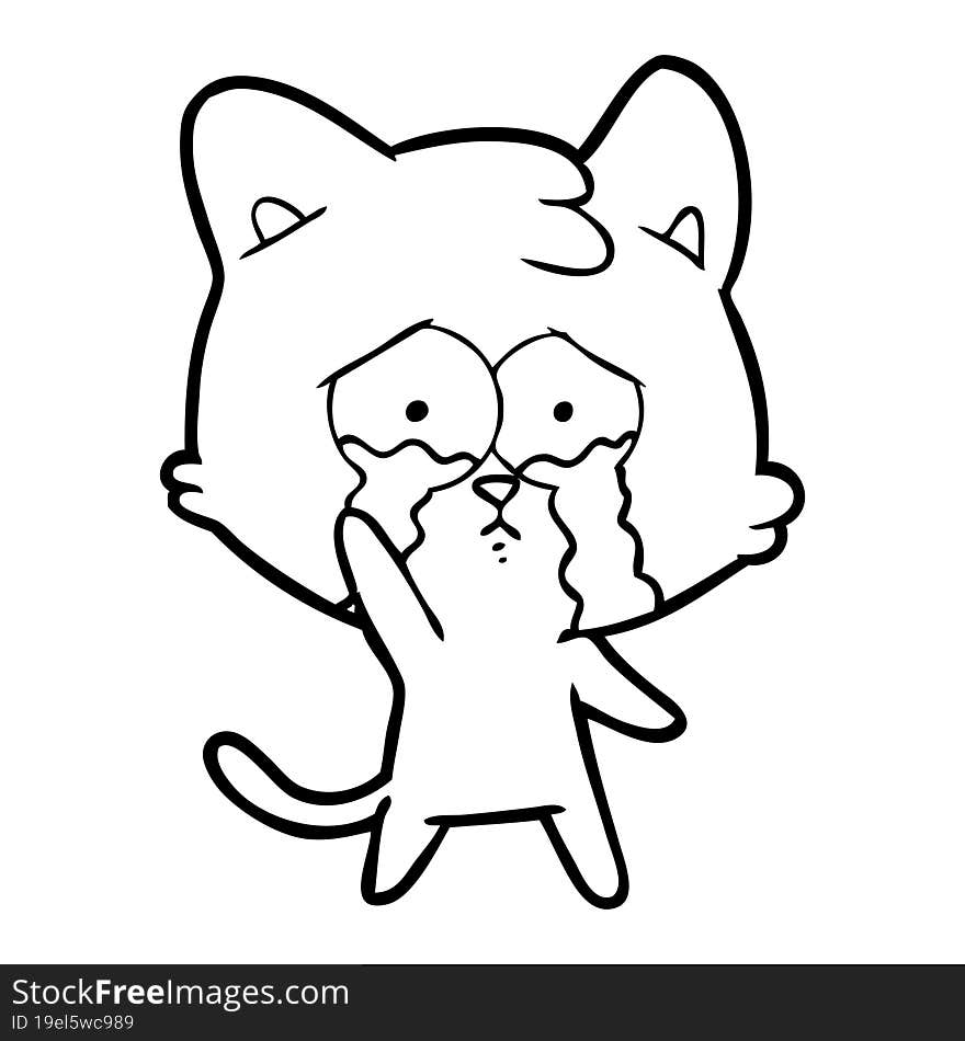 cartoon crying cat. cartoon crying cat