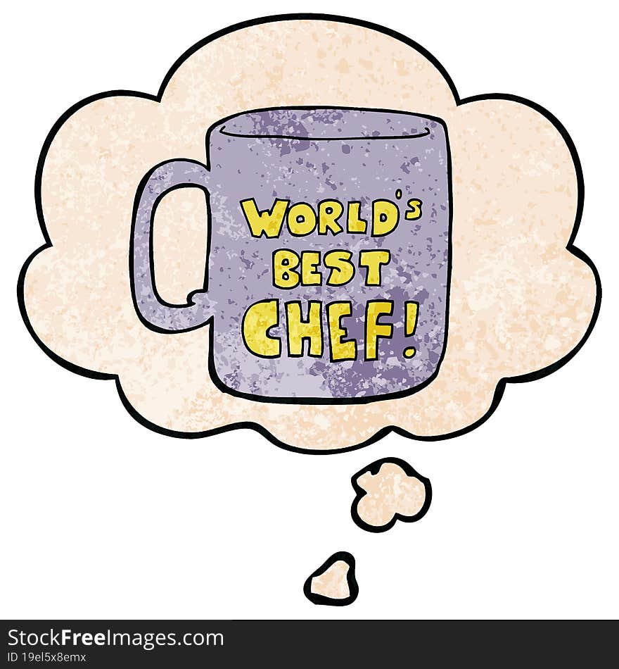 Worlds Best Chef Mug And Thought Bubble In Grunge Texture Pattern Style