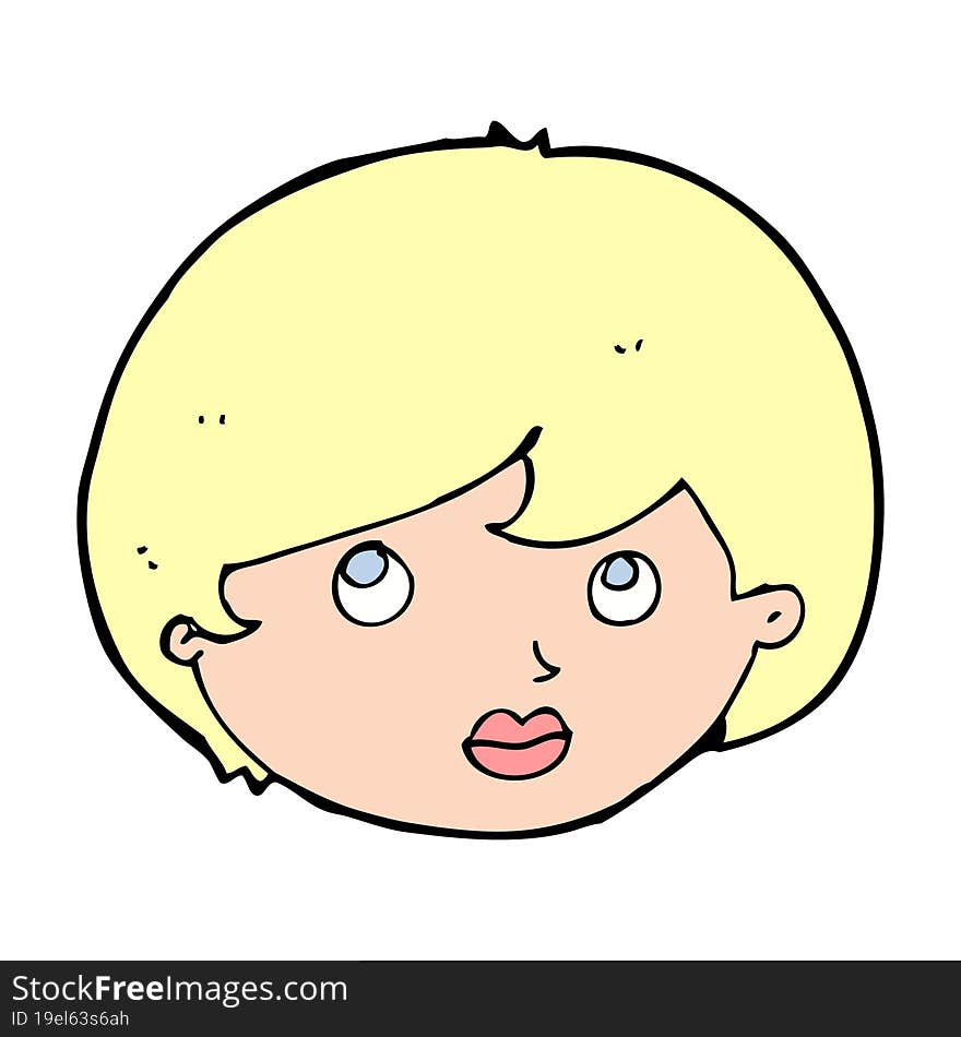 Cartoon Female Face Looking Upwards