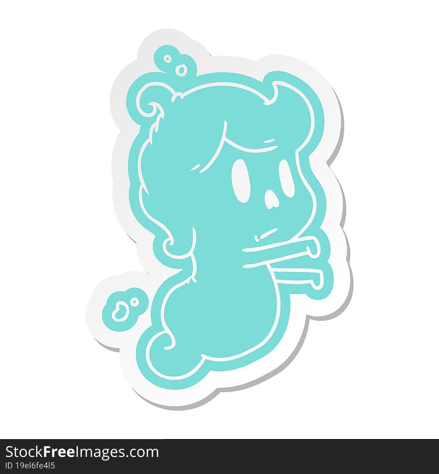 cartoon sticker of a kawaii cute ghost