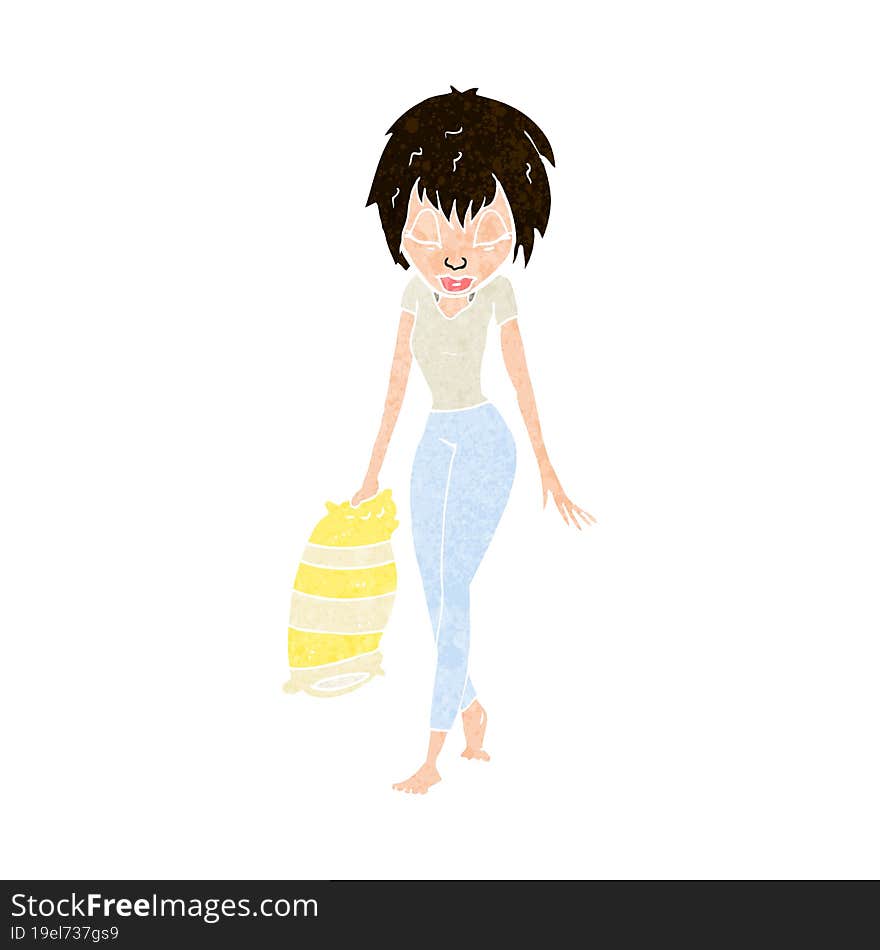 Cartoon Woman Going To Bed