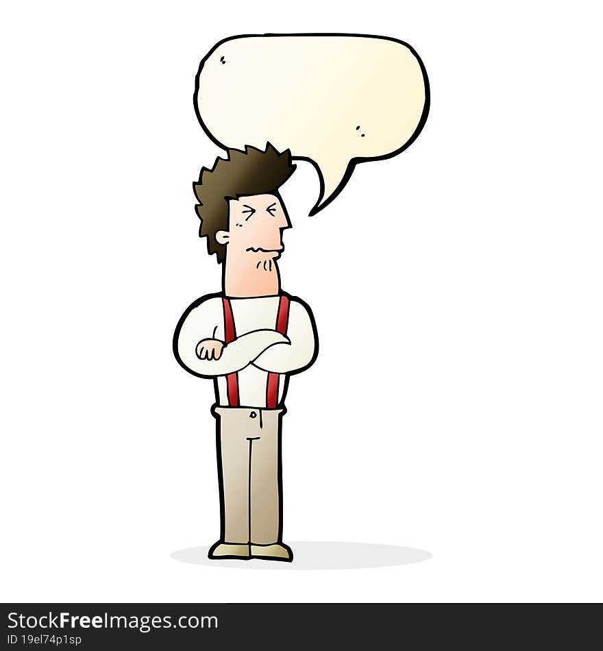 cartoon annoyed man with speech bubble