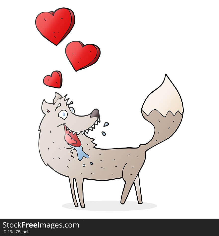 cartoon wolf in love