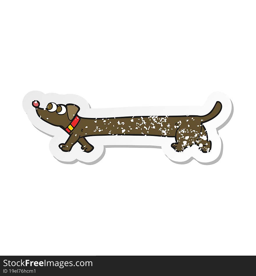 retro distressed sticker of a cartoon dachshund