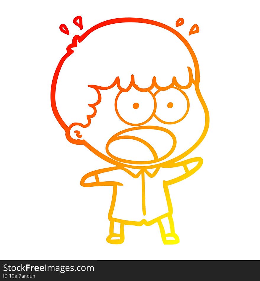 warm gradient line drawing cartoon shocked man