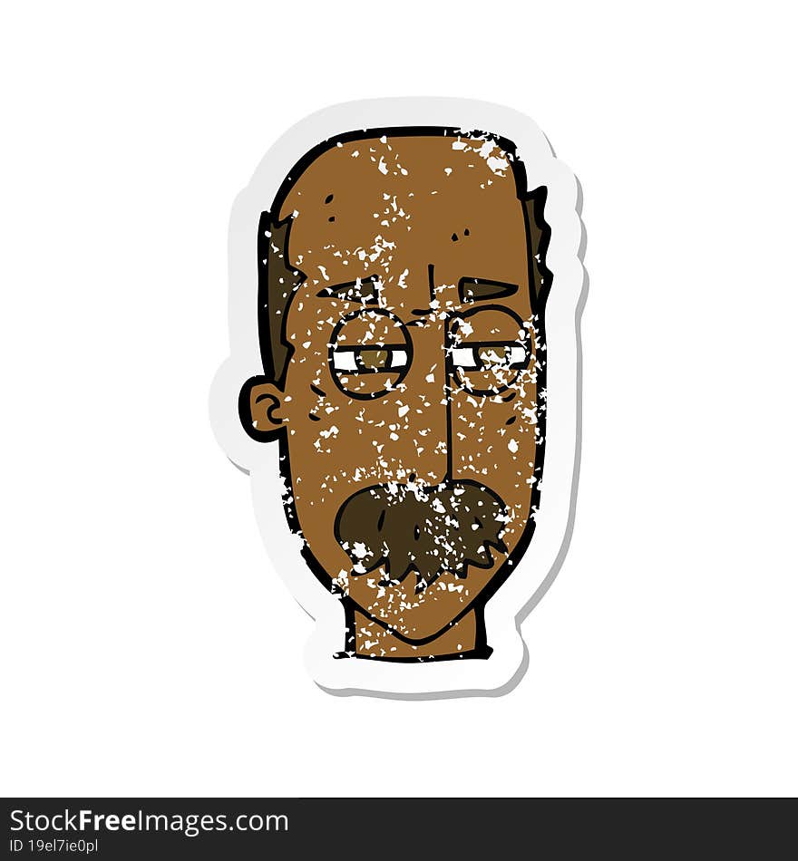 retro distressed sticker of a cartoon annoyed old man