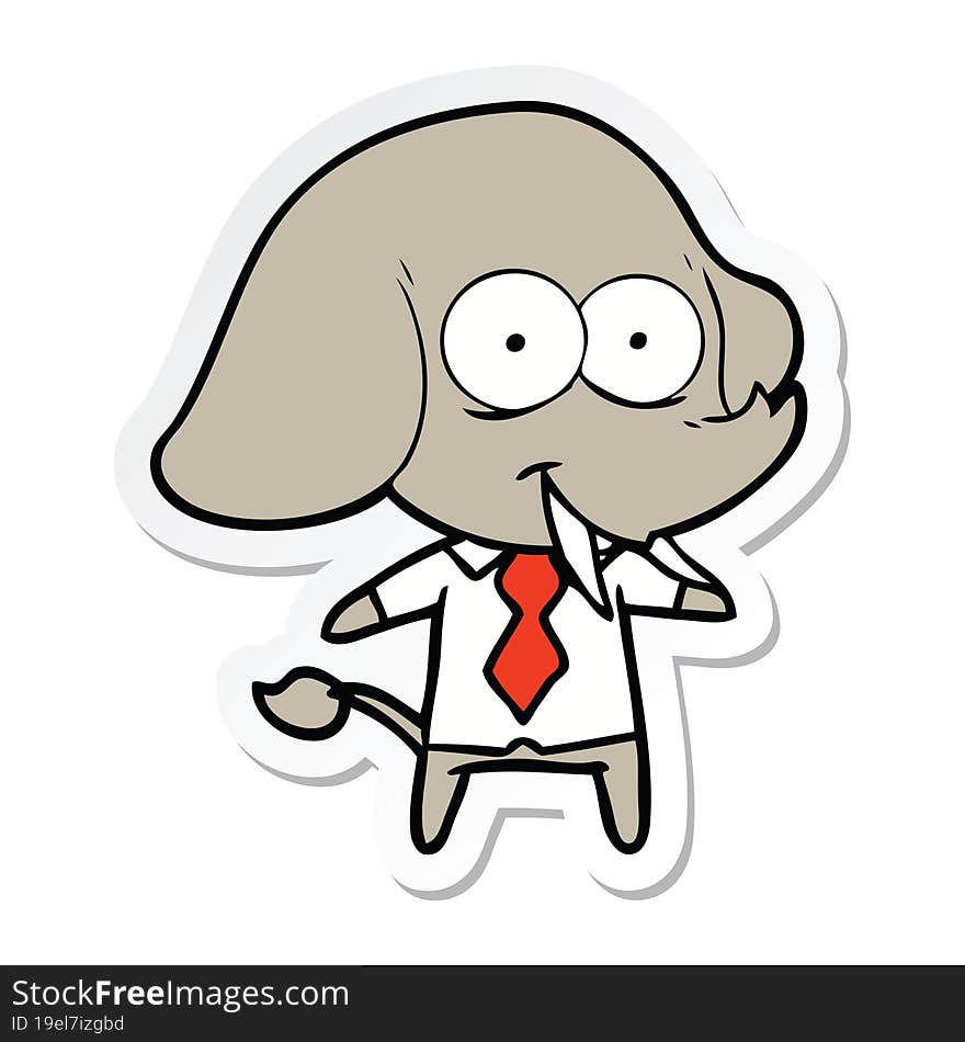 sticker of a happy cartoon elephant boss