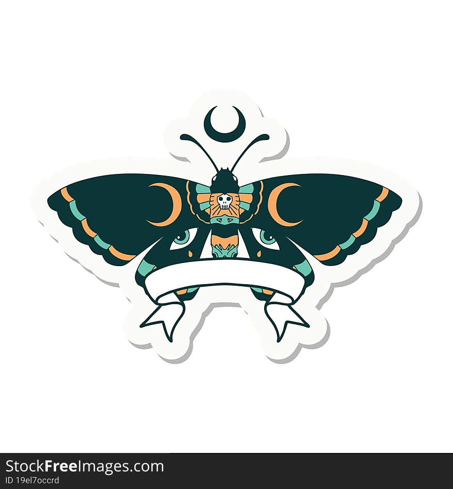 tattoo sticker with banner of a moth