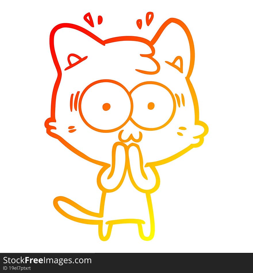 warm gradient line drawing cartoon surprised cat